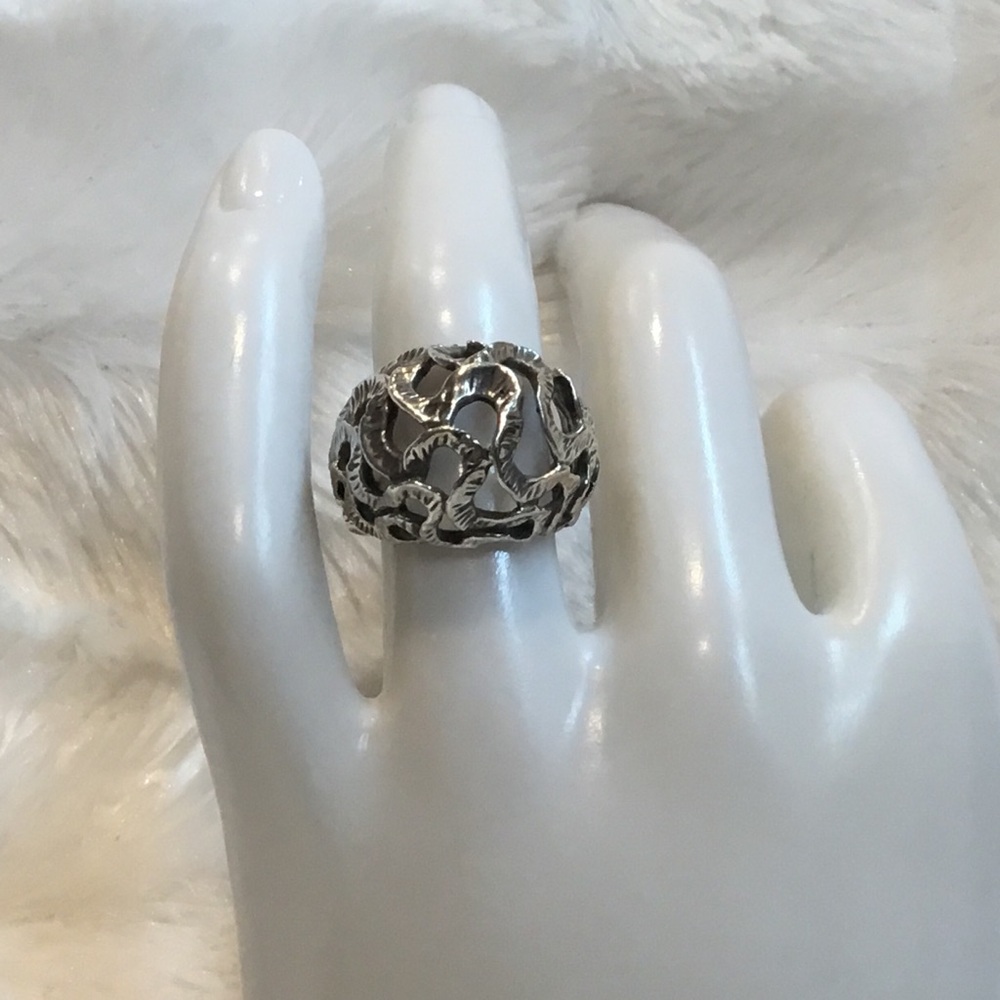 Vintage 925 Silver Vintage Ornate Domed Ring Size 5.5